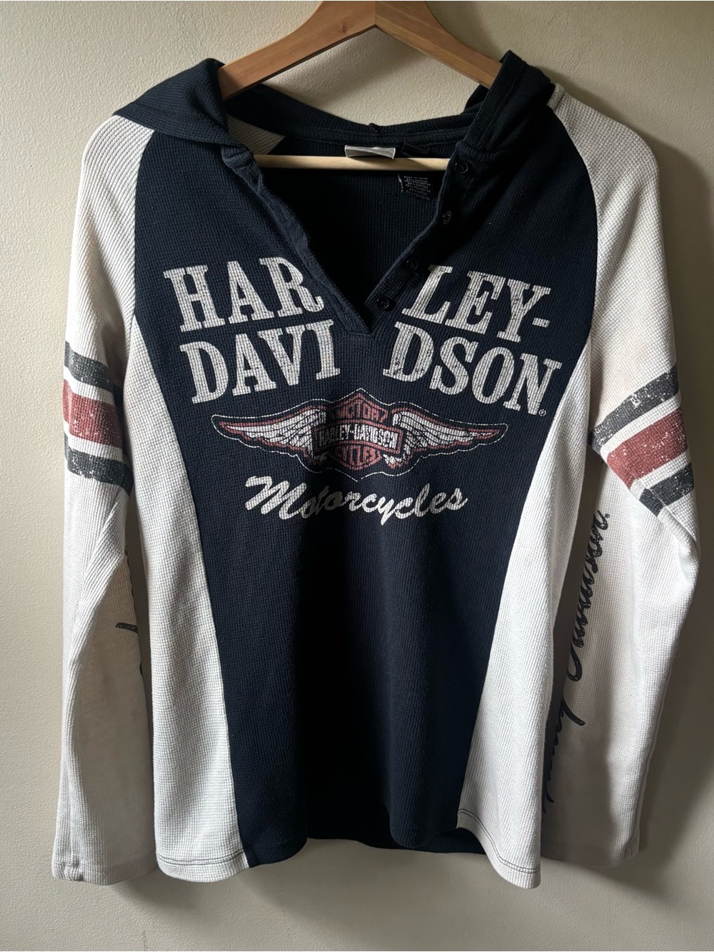 Harley Davidson 2013 Hooded Henley Long Sleeve Top
